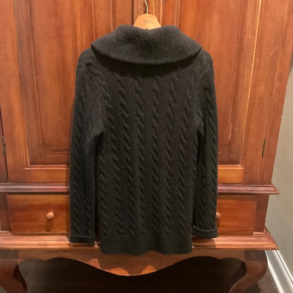 Ralph Lauren  Men’s Cable Knit Shawl  Collar Cardigan Sweater, Dark Grey, L - Picture 2 of 6